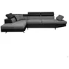 Image de Canapé dangle gauche 5 places RIO convertible avec coffre en microfibre et simili - Gris/Noir - L271 x P192 x H70cm - LOUNGITUDE