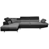 Image de Canapé d'angle rio convertible avec coffre en microfibre et simili - angle gauche, gris et noir