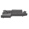 Image de Canapé dangle gauche 5 places RIO convertible avec coffre en microfibre - Gris - L271 x P192 x H70cm - LOUNGITUDE