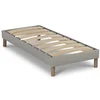Image de Sommier Tapissier Tissu Beige À 24 Lattes Avec Pieds Rossetti - Style Intemporel-90x200