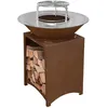 Image de FIESTA Brasero haut acier corten avec plaque et grille amovible inox barbecue plancha extérieur Ø 100 cm
