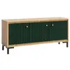 Image de Parii meuble tv 3 portes 130x56 cm en bois design contemporain vert bouteille