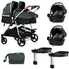Image de Duo smart poussette jumeaux l 79 cm vert + 2 cosy i-size vert avec base isofix