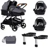 Image de Duo smart poussette jumeaux l 79 cm gris + 2 cosy i-size gris avec base isofix