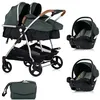 Image de DUO SMART Poussette jumeaux ou enfants rapprochés largeur 79 cm Vert + 2 cosy i-Size vert