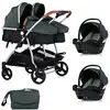 Image de Duo smart poussette jumeaux l 79 cm vert + 2 cosy i-size vert