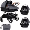 Image de DUO SMART Poussette jumeaux ou enfants rapprochés largeur 79 cm Gris + 2 cosy i-Size gris