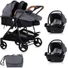 Image de Duo smart poussette jumeaux l 79 cm gris + 2 cosy i-size gris