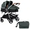 Image de Duo smart poussette jumeaux ou enfants rapprochés largeur 79 cm vert sans cosy