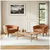 Image de Georgetown - table basse style moderne en chêne, plateau rectangulaire, pieds dorés