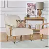 Image de Fauteuil andrew - style anglais en chêne et tissu lin coton, 1 place