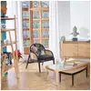 Image de Fauteuil designer marcel graphite - style scandinave en rotin, chêne et velours, 1 place