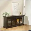 Image de Stella - buffet vitrine style romantique en bois peint, 4 portes, 2 étagères