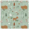 Image de Tissu enfant coton animaux dans la forêt vendu au mètre(...) - M Vert