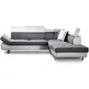 Image de Lisbona - canapé d'angle droit convertible - 5 places - avec têtières - best mobilier - blanc et gris LISBONA