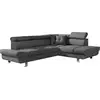 Image de Lisbona - canapé d'angle droit convertible - 5 places - avec têtières - best mobilier - gris foncé LISBONA