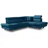 Image de Lisbona - canapé d'angle droit convertible - 5 places - avec têtières - best mobilier - bleu canard LISBONA