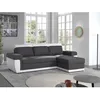 Image de Milan - Canapé dangle réversible - 4 places - Convertible avec coffre - En simili et tissu - Blanc / Gris