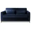 Image de Owen - canapé 3 places convertible express couchage quotidien 140 cm matelas 12 cm en velours - lisa design - bleu nuit OWEN