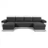 Image de Milan - canapé d'angle panoramique - convertible - 7 places - 2 coffres de rangement - best mobilier - blanc et gris MILAN