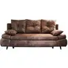 Image de Larson - canapé droit 3 places convertible - avec coffre de rangement - style industriel - best mobilier - marron LARSON