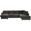 Image de Jake - canapé panoramique d'angle droit - convertible avec coffre - 7 places - en velours côtelé - lisa design - gris foncé JAKE