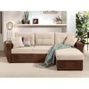 Image de Astoria - canapé dangle réversible - convertible avec coffre - velours et microfibre - 4 places - Marron / Beige