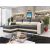 Image de Harvey - Canapé D'angle Réversible 4 Places Convertible Avec Coffre En Tissu Bicolore - Gris / Beige