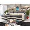 Image de Harvey - Canapé dangle réversible 4 places convertible avec coffre en tissu bicolore - Gris / Beige