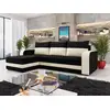 Image de Harvey - Canapé D'angle Réversible 4 Places Convertible Avec Coffre En Tissu Bicolore - Noir / Beige
