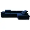 Image de Pablo - canapé d'angle droit - 5 places - convertible avec coffre et têtières réglables - en velours - best mobilier - bleu nuit PABLO
