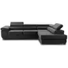 Image de Pablo - canapé d'angle droit - 5 places - convertible avec coffre et têtières réglables - en velours - best mobilier - gris foncé PABLO