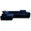 Image de Pablo - canapé d'angle gauche - 5 places - convertible avec coffre et têtières réglables - en velours - best mobilier - bleu nuit PABLO