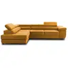 Image de Pablo - canapé d'angle gauche - 5 places - convertible avec coffre et têtières réglables - en velours - best mobilier - jaune PABLO