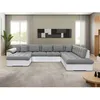 Image de Chuck - canapé panoramique dangle droit XXL - convertible avec coffre - 7 places - Gris / Blanc
