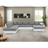 Image de Chuck - Canapé Panoramique D'angle Gauche Xxl - Convertible Avec Coffre - 7 Places - Gris / Blanc