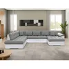 Image de Chuck - canapé panoramique dangle gauche XXL - convertible avec coffre - 7 places - Gris / Blanc