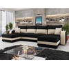 Image de Harvey - Canapé Panoramique En U 7 Places Convertible Avec Coffre En Tissu Bicolore - Noir / Beige
