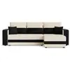 Image de Harvey - canapé panoramique en u 7 places convertible avec coffre en tissu bicolore - best mobilier - noir et beige HARVEY