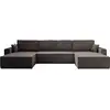 Image de Dellia - canapé panoramique en u - 7 places - convertible - avec coffre - en velours côtelé - best mobilier - gris foncé DELLIA