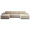 Image de Dellia - canapé panoramique en u - 7 places - convertible - avec coffre - en velours côtelé - best mobilier - beige DELLIA