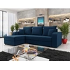Image de Harvey - Canapé D'angle Réversible 4 Places Convertible Avec Coffre En Velours - Bleu Marine