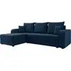 Image de Harvey - canapé d'angle réversible 4 places convertible avec coffre en velours - best mobilier - bleu marine HARVEY