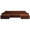 Image de Dellia - canapé panoramique en u - 7 places - convertible - avec coffre - en velours côtelé - best mobilier - terracotta DELLIA