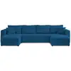 Image de Topaze - canapé panoramique en u - 7 places - convertible avec coffre - en velours côtelé - best mobilier - bleu ardoise TOPAZE