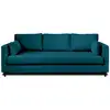 Image de Anna - canapé droit 3 places convertible avec poche en velours - lisa design - bleu canard ANNA