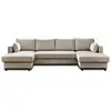 Image de Anna - canapé panoramique en u - 7 places - convertible avec coffre - en velours - lisa design - beige ANNA
