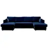 Image de Anna - canapé panoramique en u - 7 places - convertible avec coffre - en velours - lisa design - bleu nuit ANNA