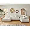 Image de Onyx - Canapé Panoramique D'angle Droit 7 Places - En Tissu - Beige