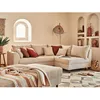 Image de Rune - canapé dangle droit - 4 places - avec pouf dappoint - en velours côtelé - Beige